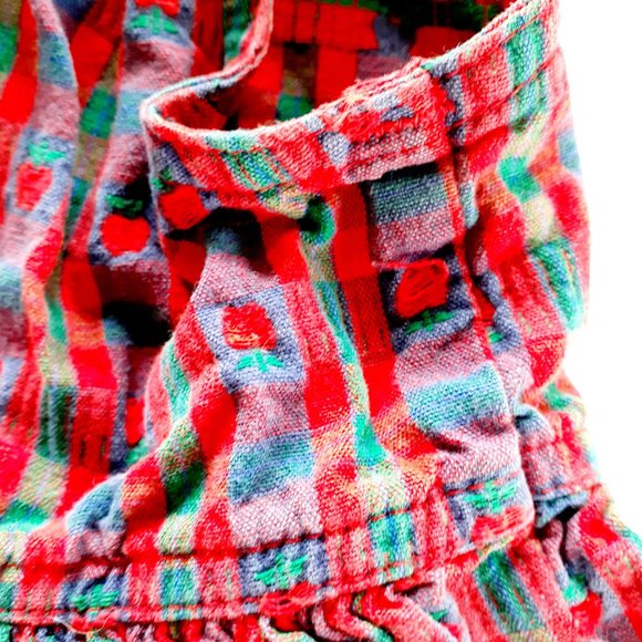 Vintage Girls Oshkosh Dress Jumper Apples Plaid Size 2T - Picture 8 of 12